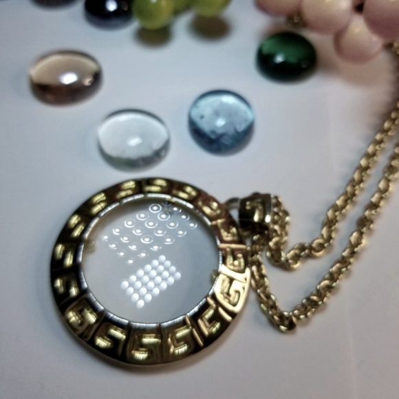 AUTHENTIC 90s GIVENCHY MONACLE GLASS SIGNED STAMPED PENDANT NECKLACE - Picture 12 of 12